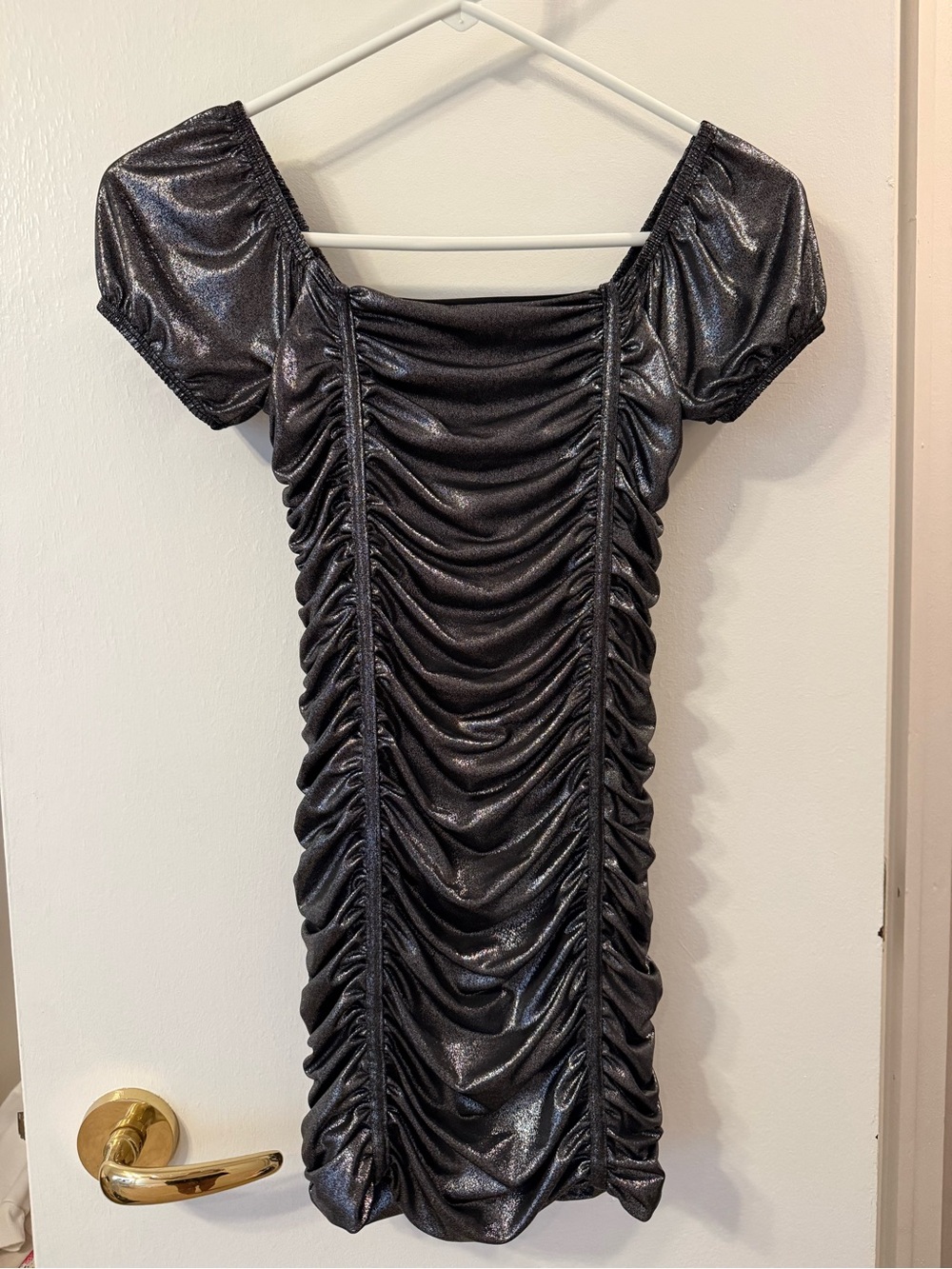 Cheryl creations- Shimmer Ruched Puff Sleeve Dress - Black (worn once)
